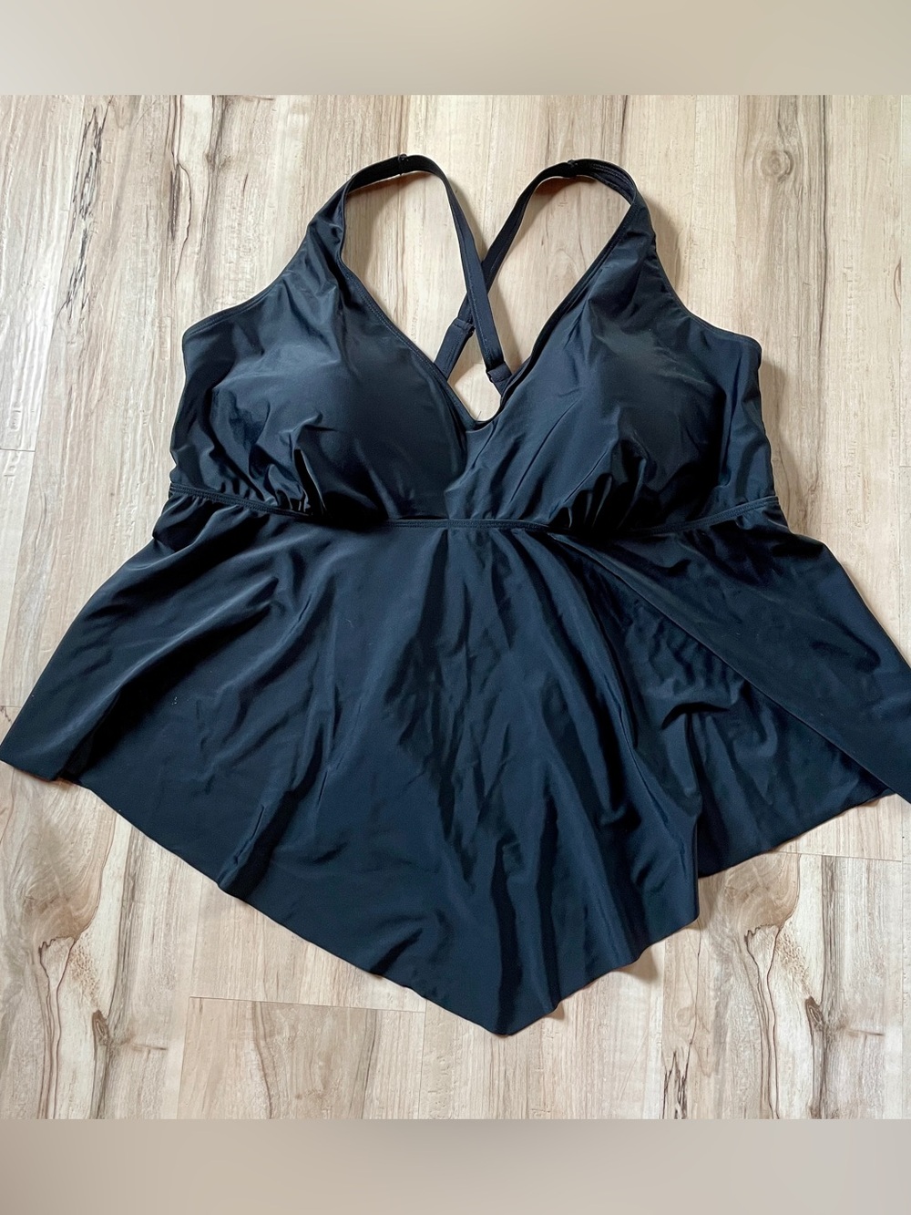 Torrid Black Crisscross Strap Swim Top, size 4